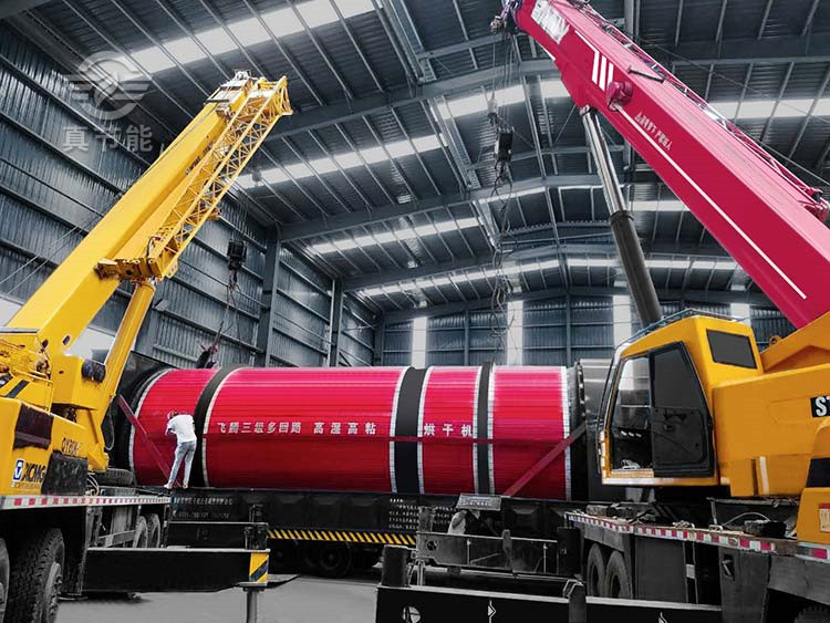 真節能薯渣烘干機吊裝現場